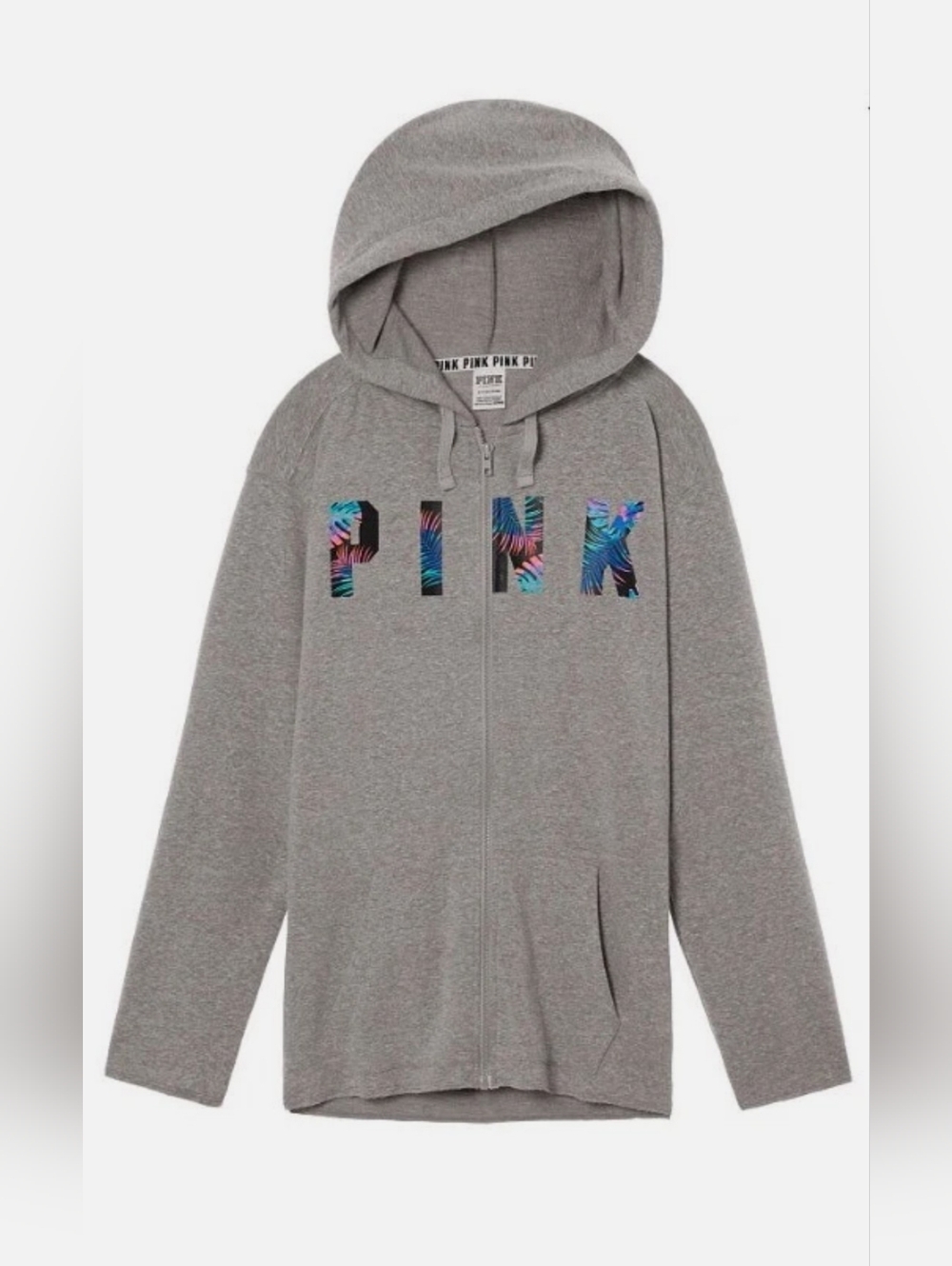 NWT!! PINK Victoria's Secret, Full Zip Hoodie with Tropical Logo. Size S